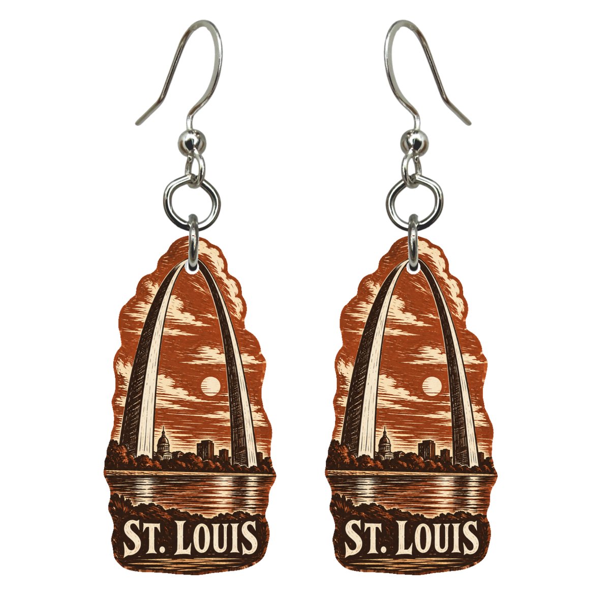 She's Choosing St. Louis Earrings | Woodcut | S1006