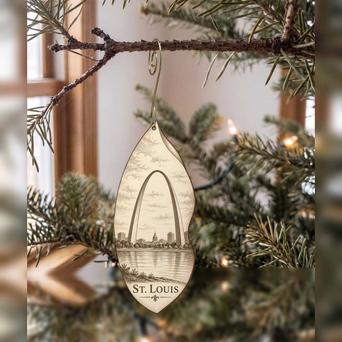 She's Choosing St. Louis Ornament | Etching-Inspired Linework | S1008-O