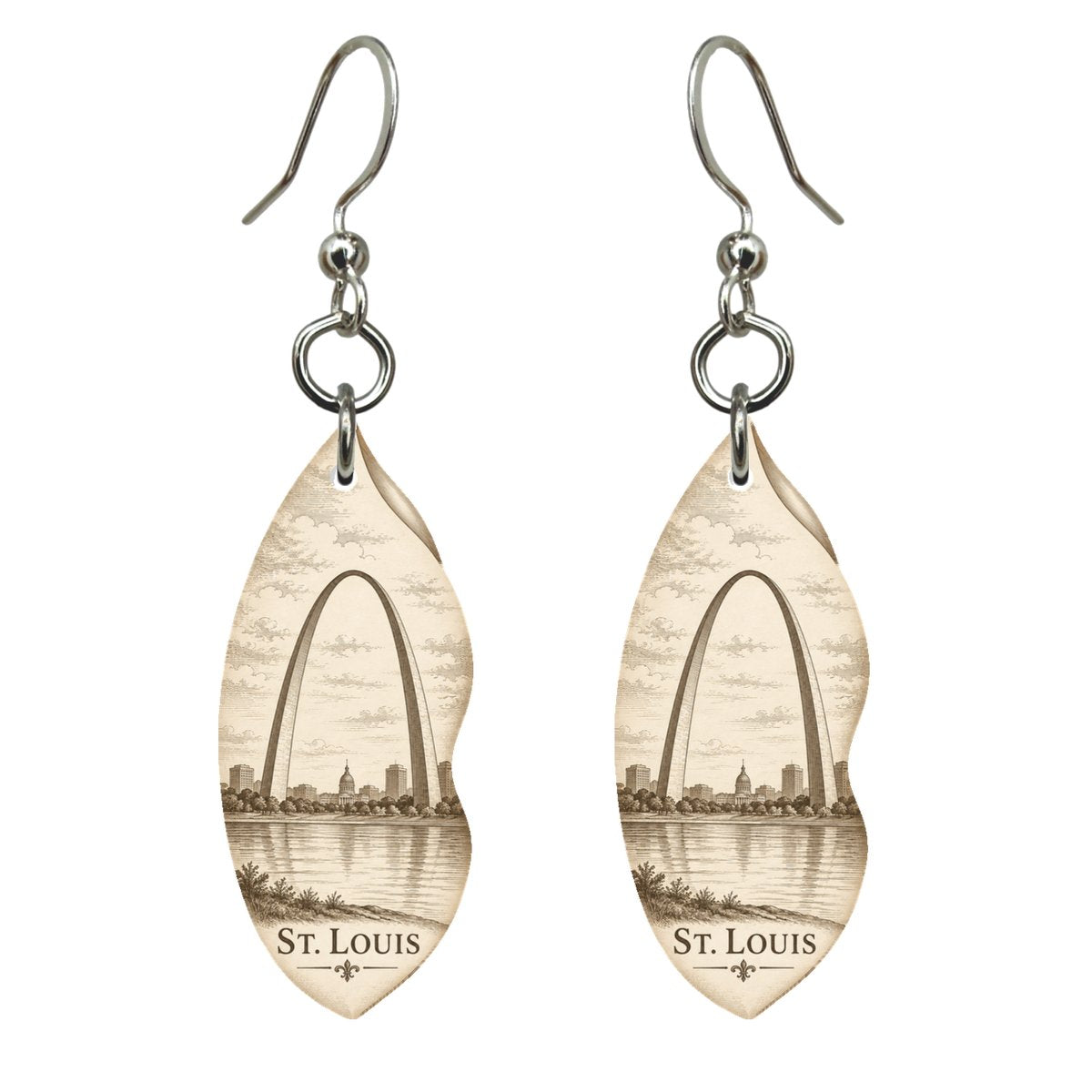 She's Choosing St. Louis Earrings | Etching-Inspired Linework | S1008