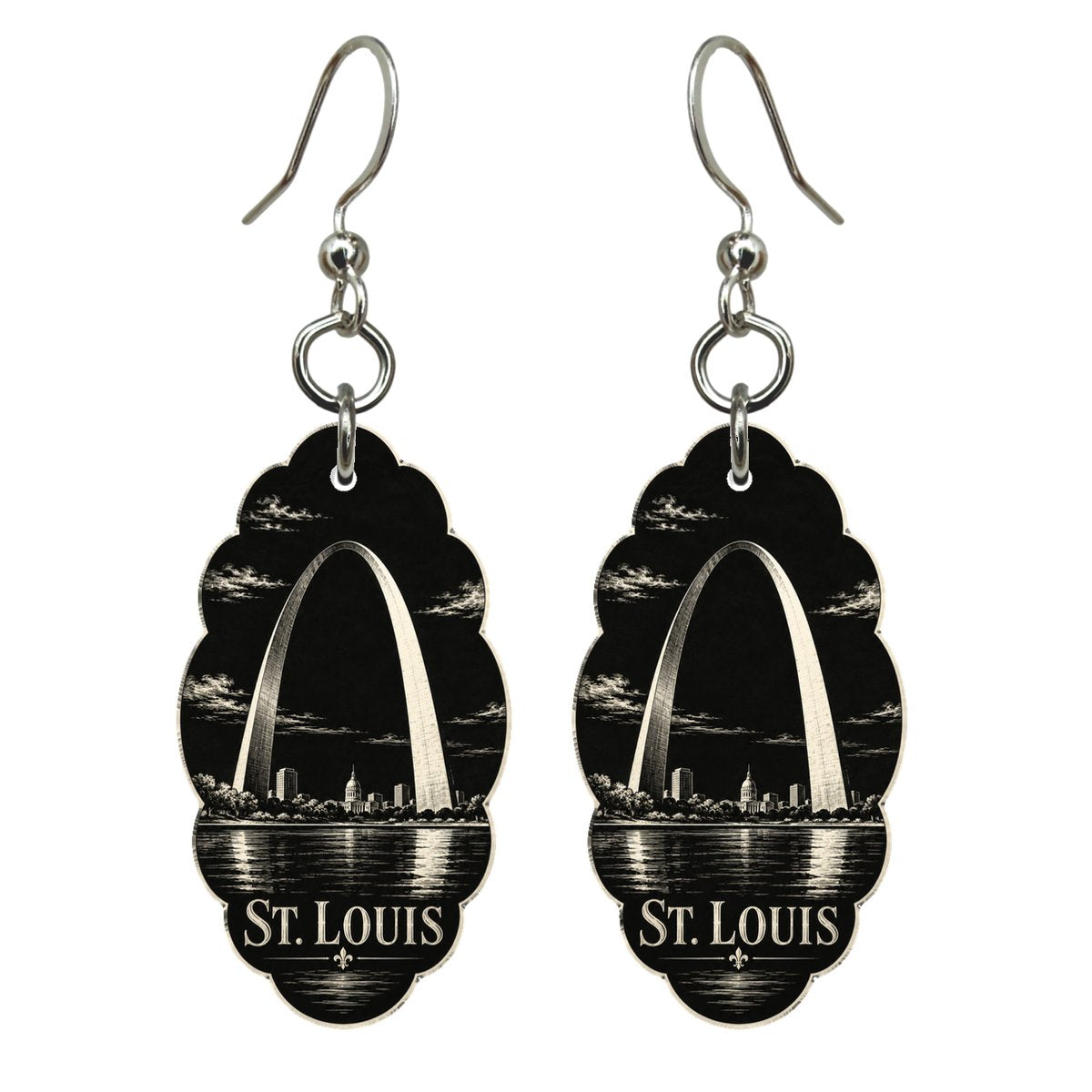 She's Choosing St. Louis Earrings | Scratchboard | S1010