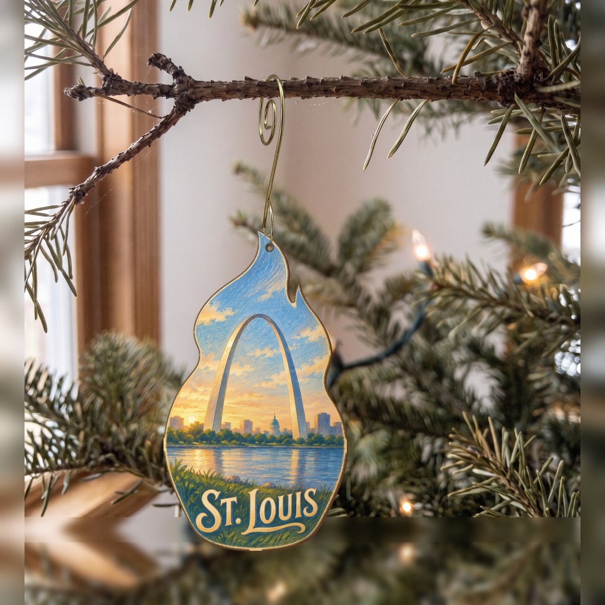 She's Choosing St. Louis Ornament | Colored Pencil over Gouache | S1018-O