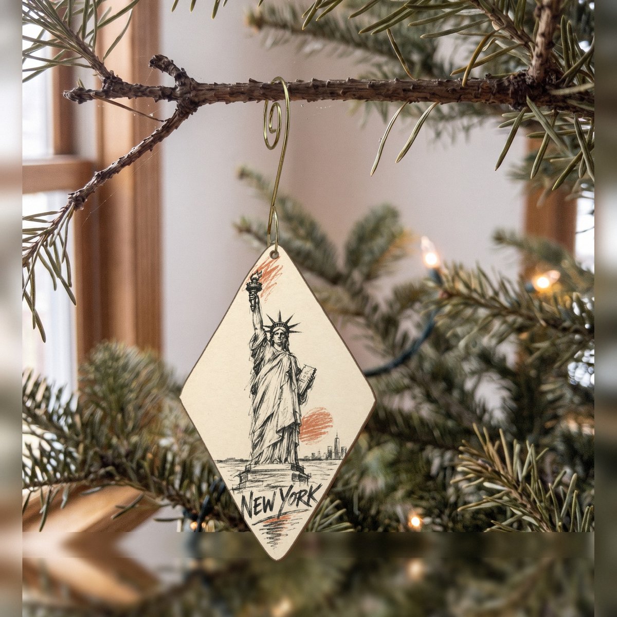 She's Choosing New York Ornament | Loose Contour Sketch | S102-O