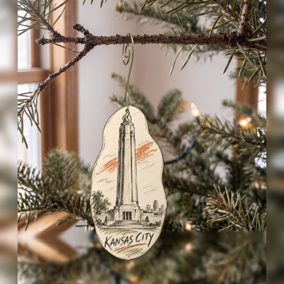 She's Choosing Kansas City Ornament | Loose Contour Sketch | S1021-O
