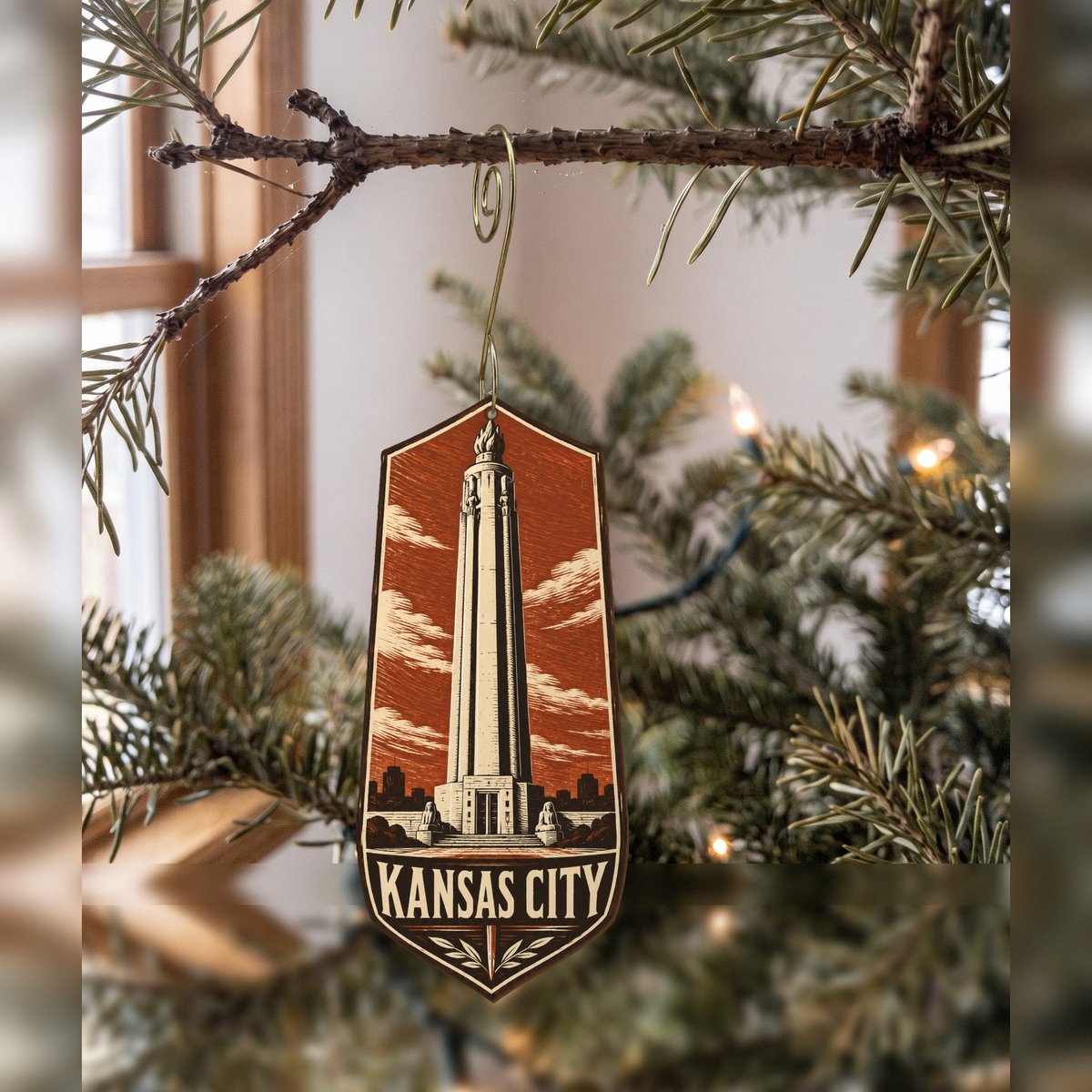 She's Choosing Kansas City Ornament | Woodcut | S1024-O