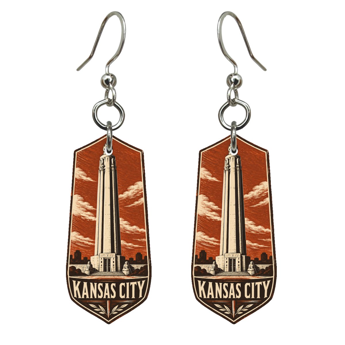 She's Choosing Kansas City Earrings | Woodcut | S1024