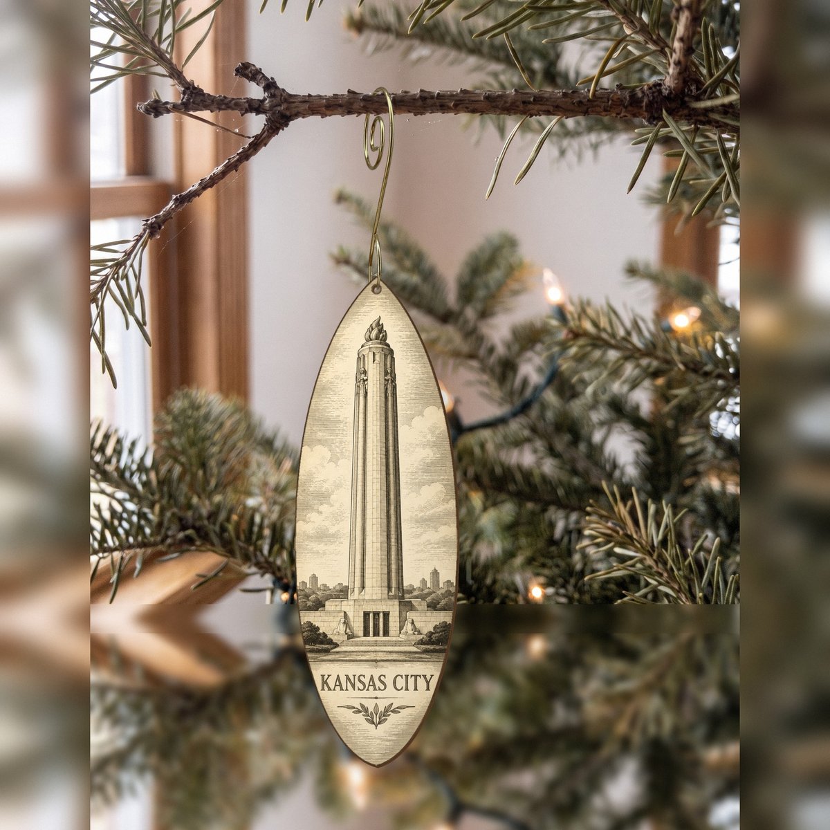 She's Choosing Kansas City Ornament | Etching-Inspired Linework | S1026-O