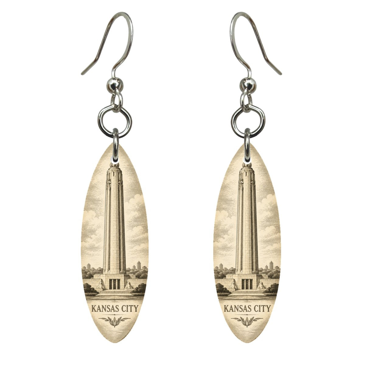 She's Choosing Kansas City Earrings | Etching-Inspired Linework | S1026