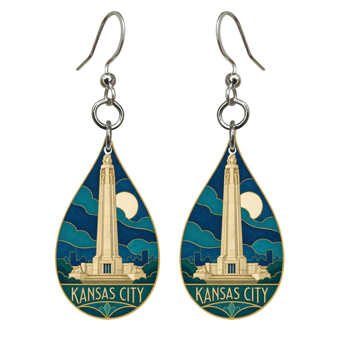 She's Choosing Kansas City Earrings | Cloisonné-Inspired Graphic | S1034