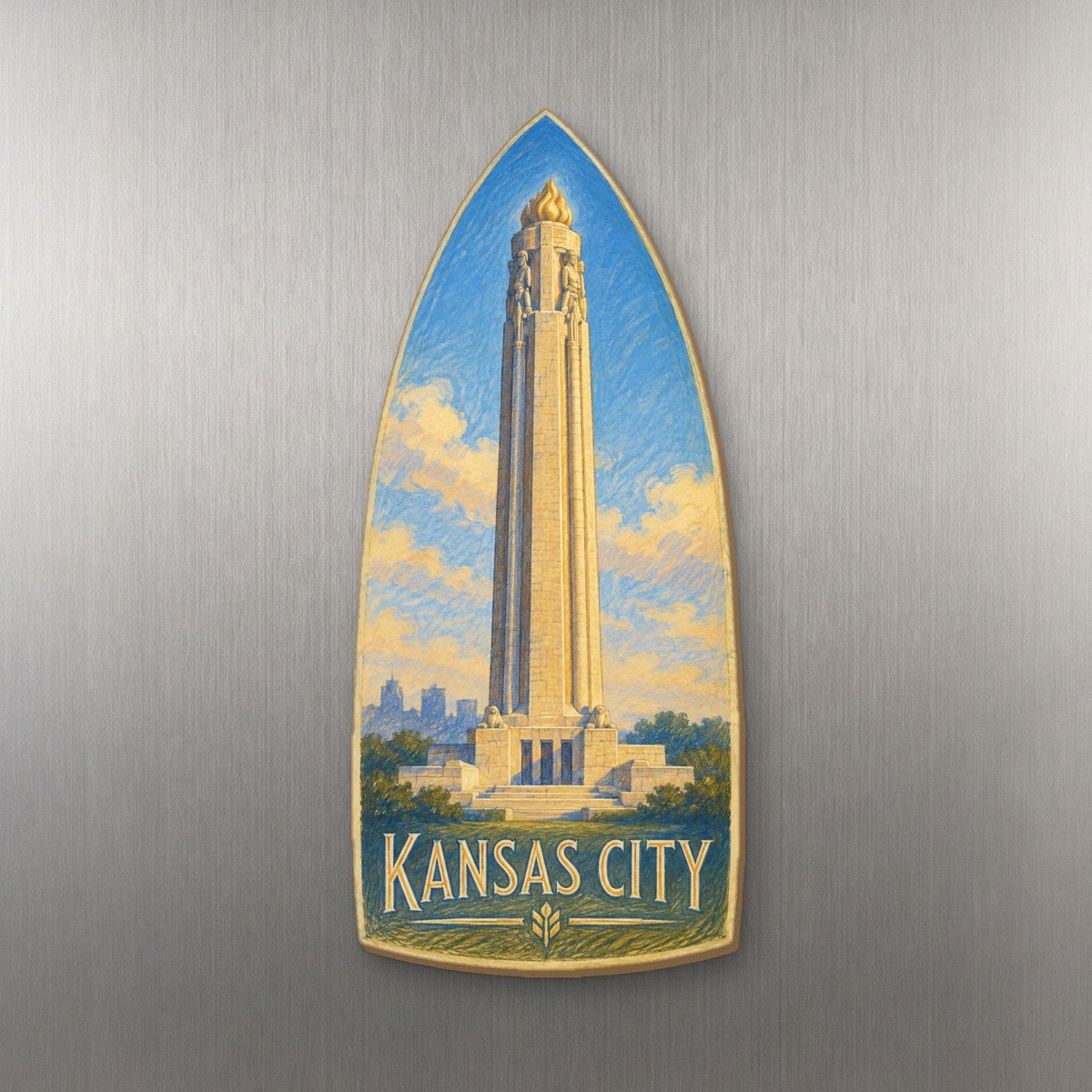 She's Choosing Kansas City Magnet | Colored Pencil over Gouache | S1036-M