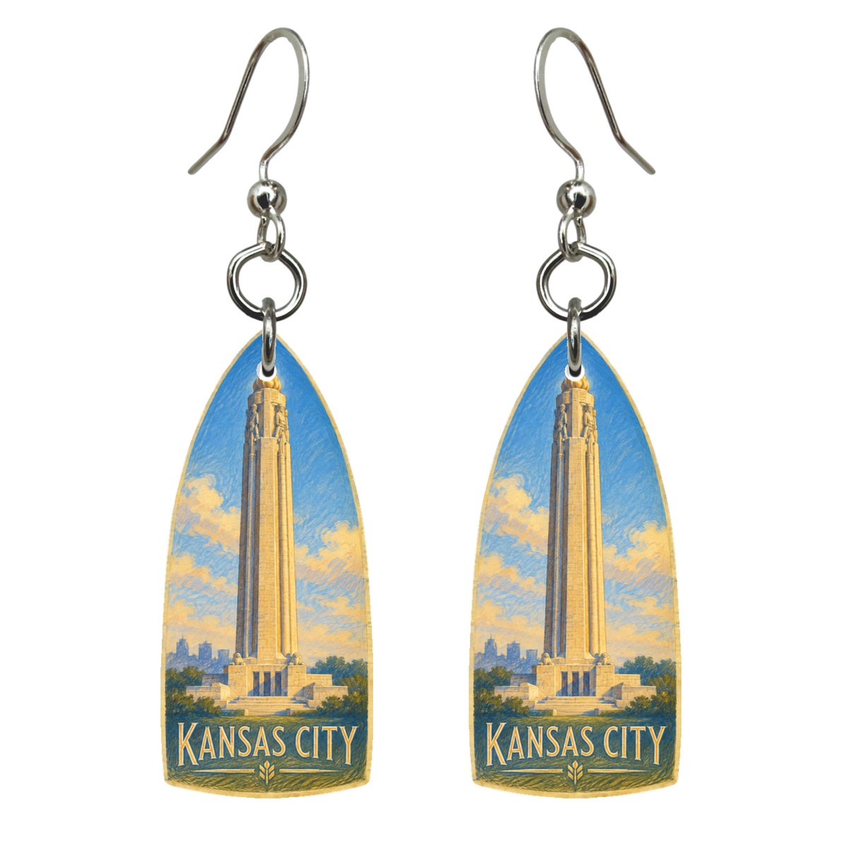 She's Choosing Kansas City Earrings | Colored Pencil over Gouache | S1036