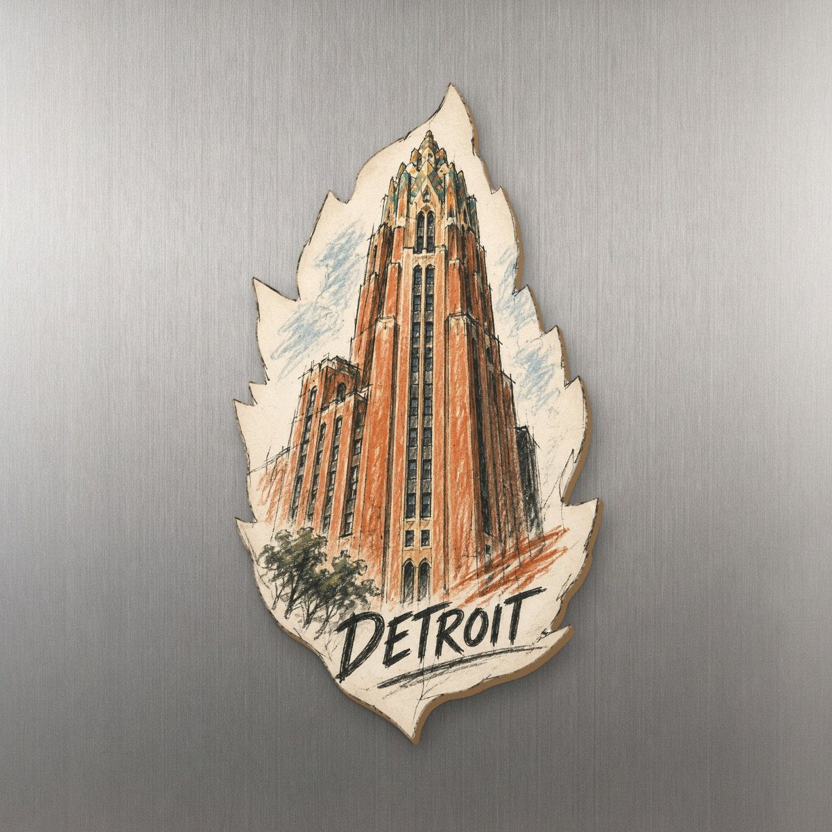She's Choosing Detroit Magnet | Loose Contour Sketch | S1039-M