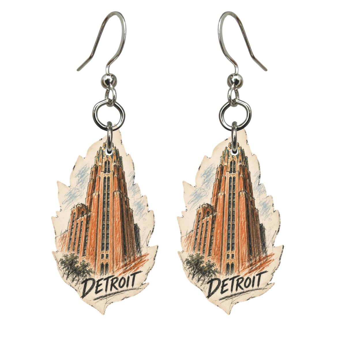 She's Choosing Detroit Earrings | Loose Contour Sketch | S1039