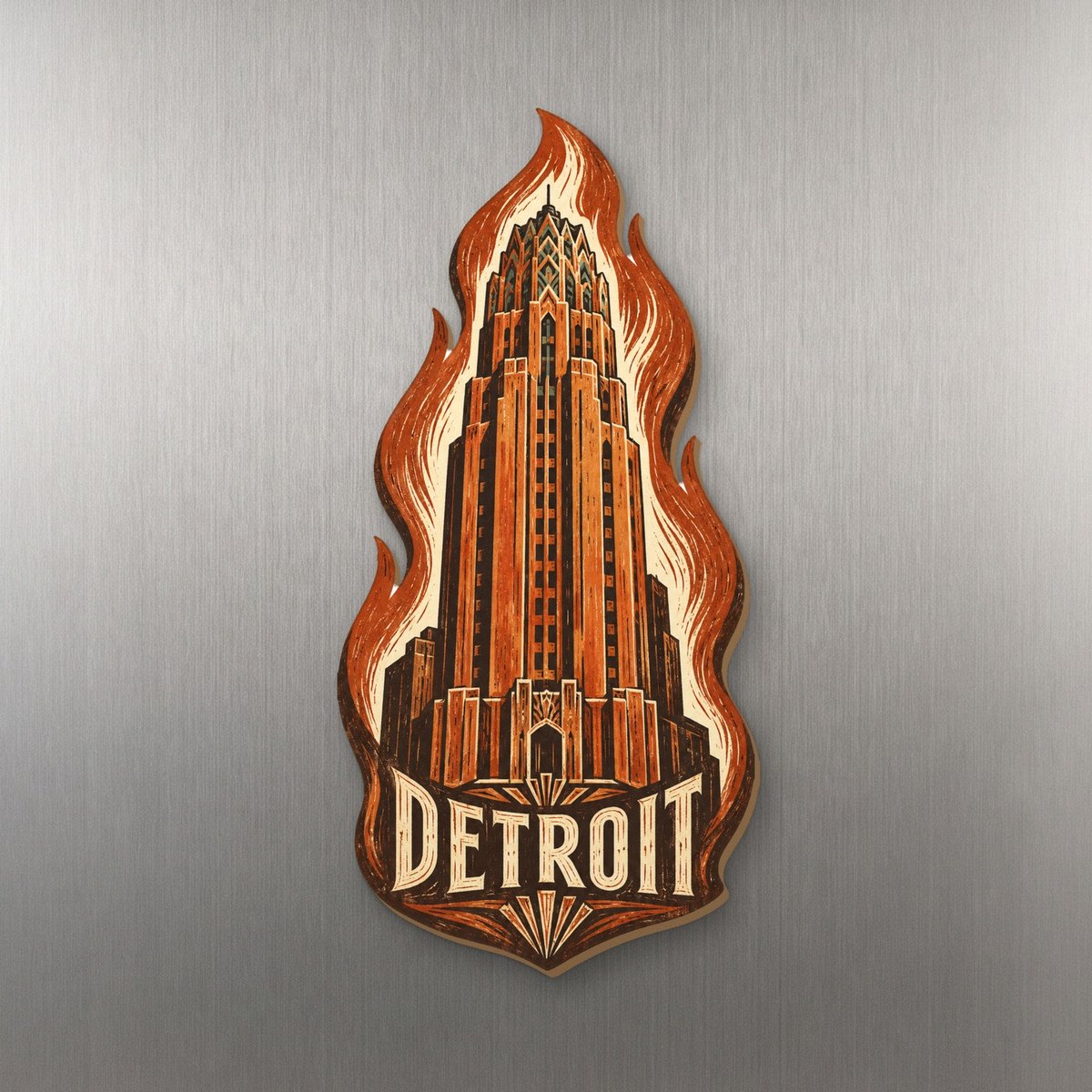 She's Choosing Detroit Magnet | Woodcut | S1042-M