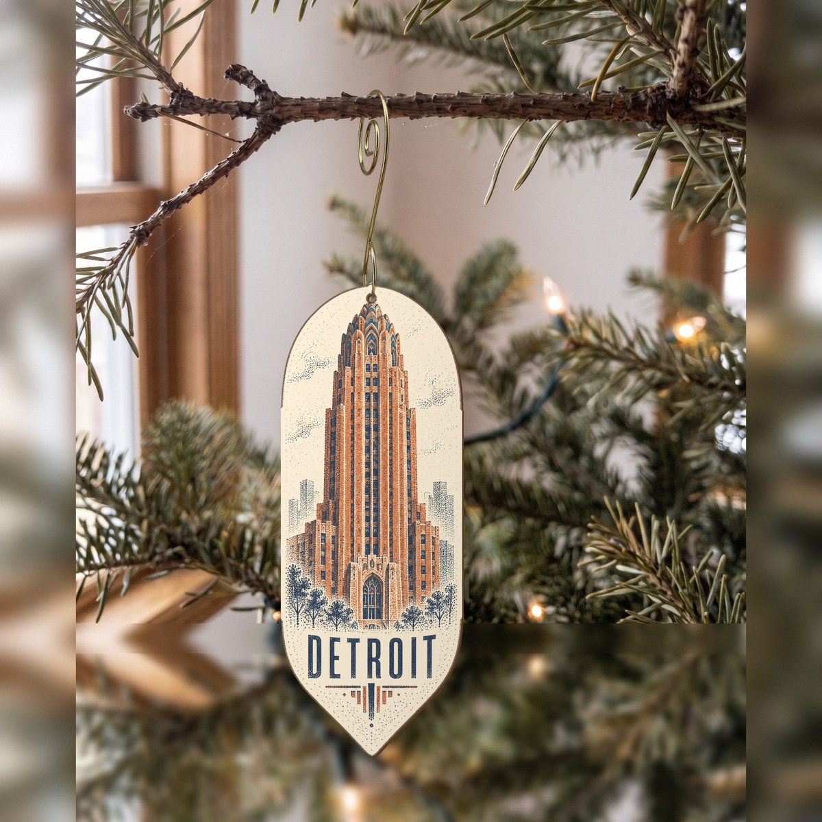 She's Choosing Detroit Ornament | Sparse Pointillism | S1045-O