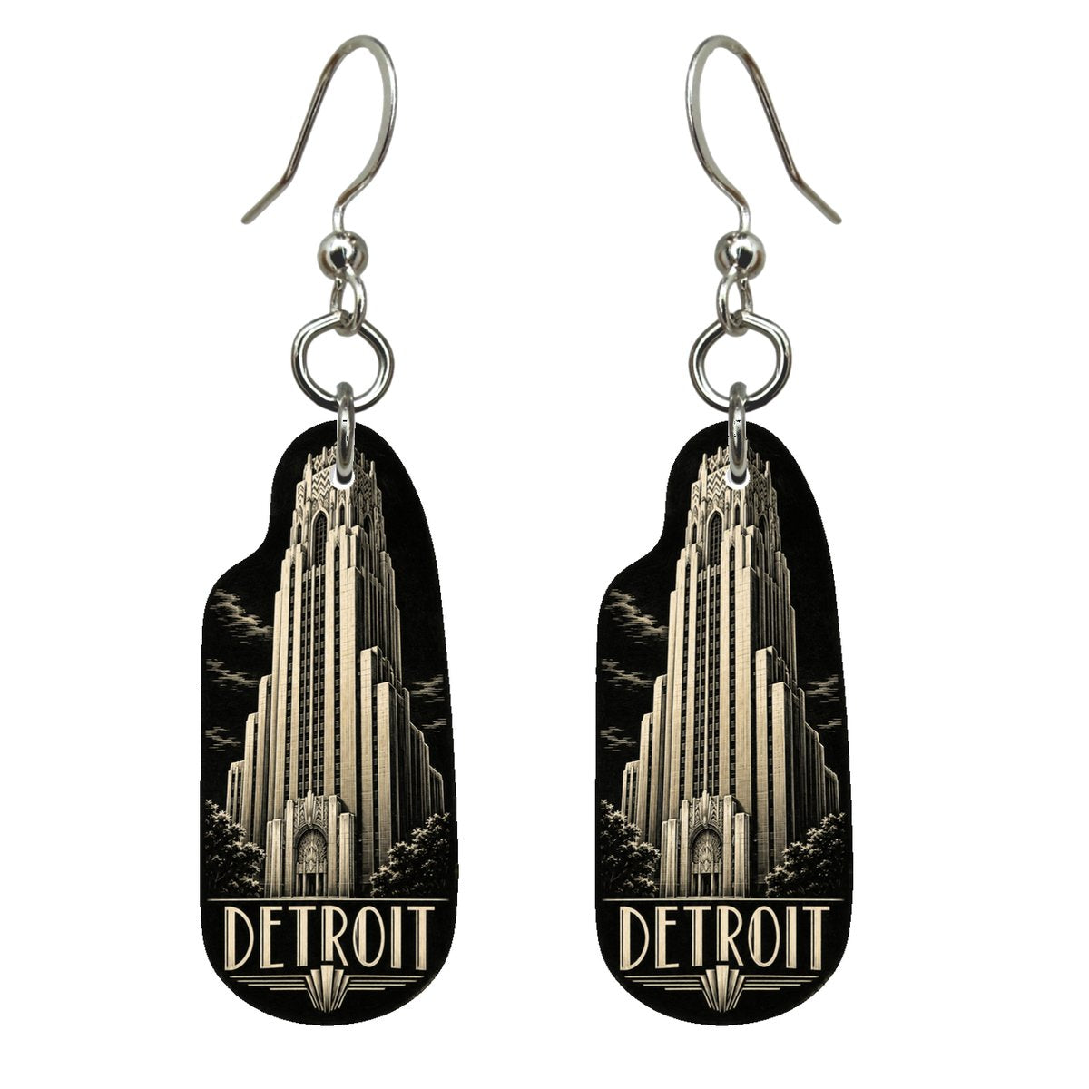 She's Choosing Detroit Earrings | Scratchboard | S1046
