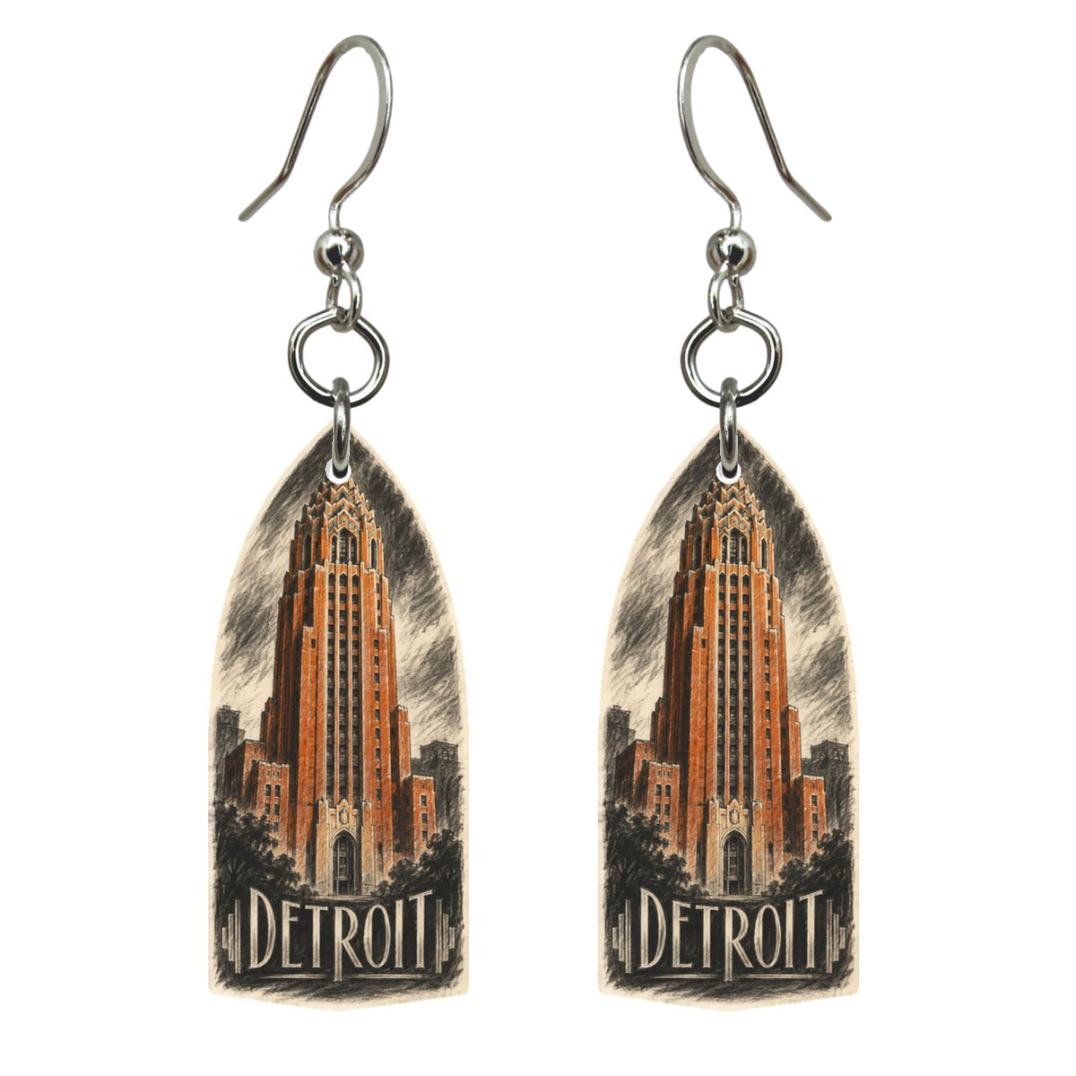 She's Choosing Detroit Earrings | Charcoal Gesture | S1047