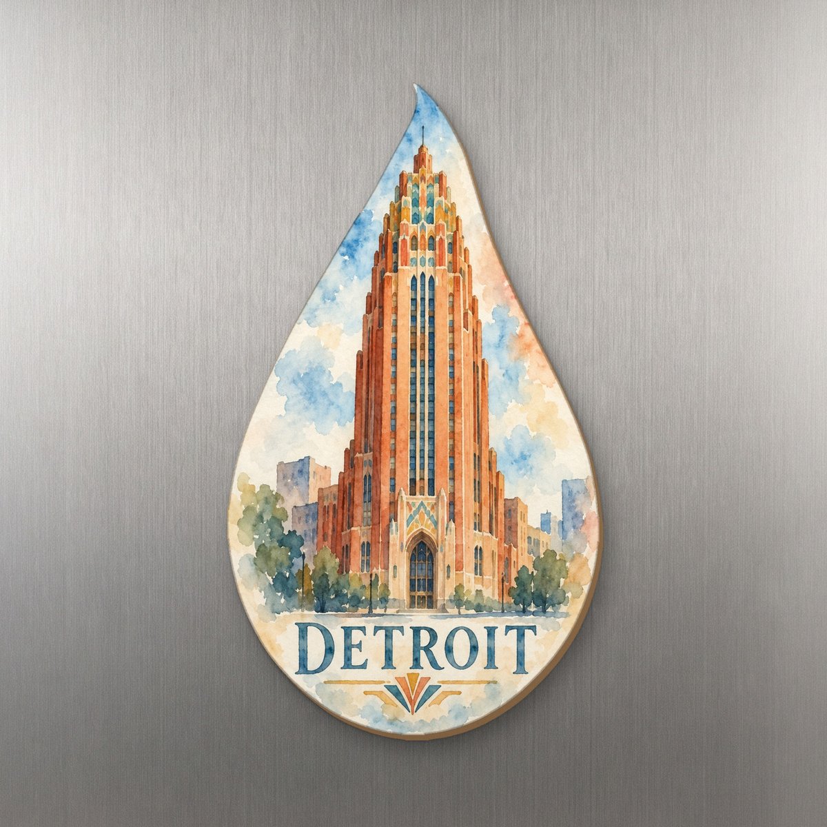 She's Choosing Detroit Magnet | Restrained Watercolor | S1048-M