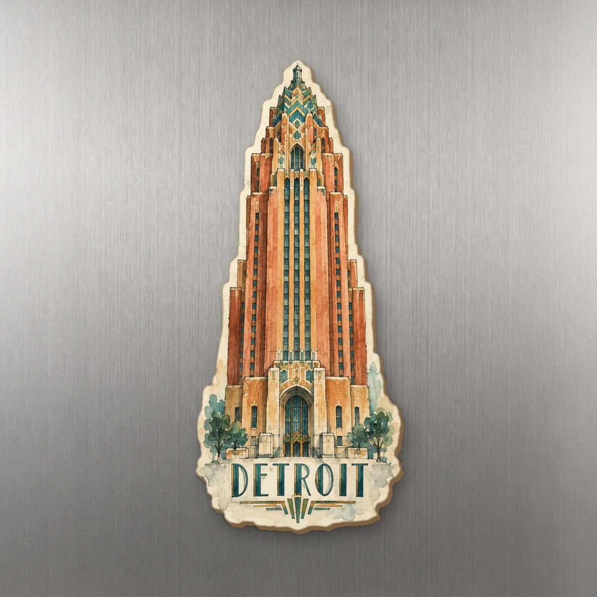 She's Choosing Detroit Magnet | Pen and Watercolor Wash | S1049-M