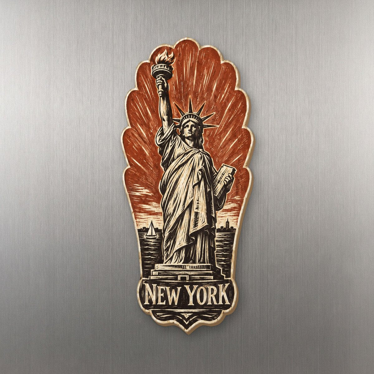 She's Choosing New York Magnet | Woodcut | S105-M