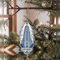 She's Choosing Detroit Ornament | Blue-And-White Ceramic Illustration | S1051-O