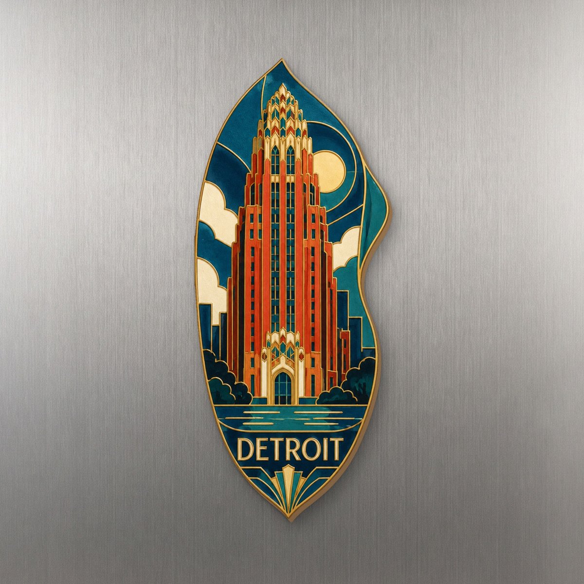 She's Choosing Detroit Magnet | Cloisonné-Inspired Graphic | S1052-M