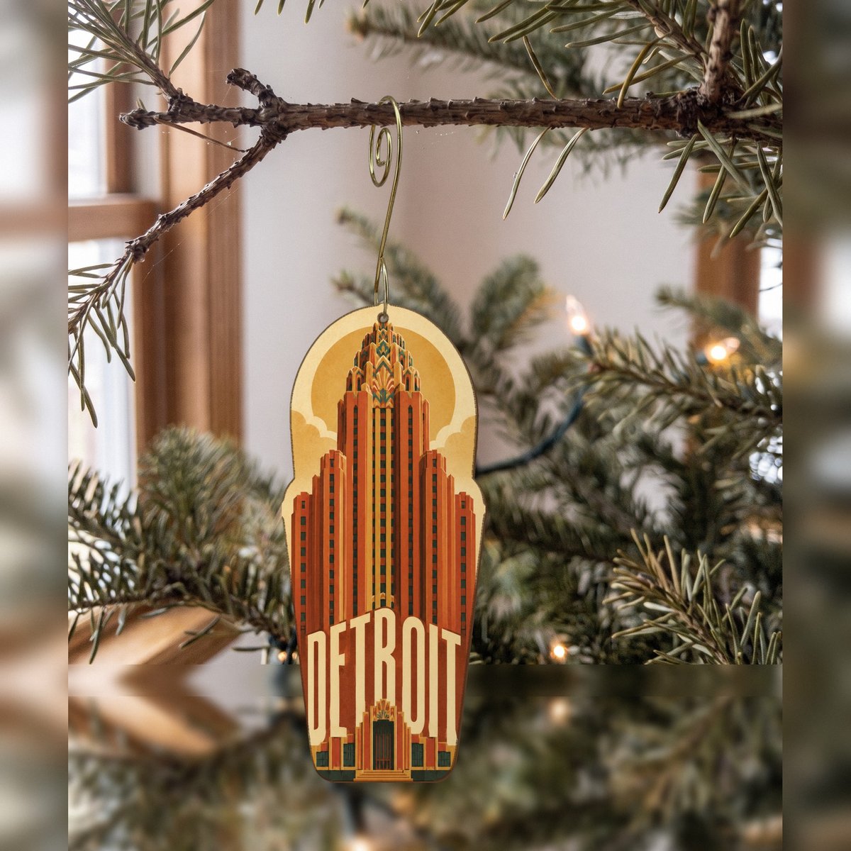 She's Choosing Detroit Ornament | Typographic Illustration | S1053-O