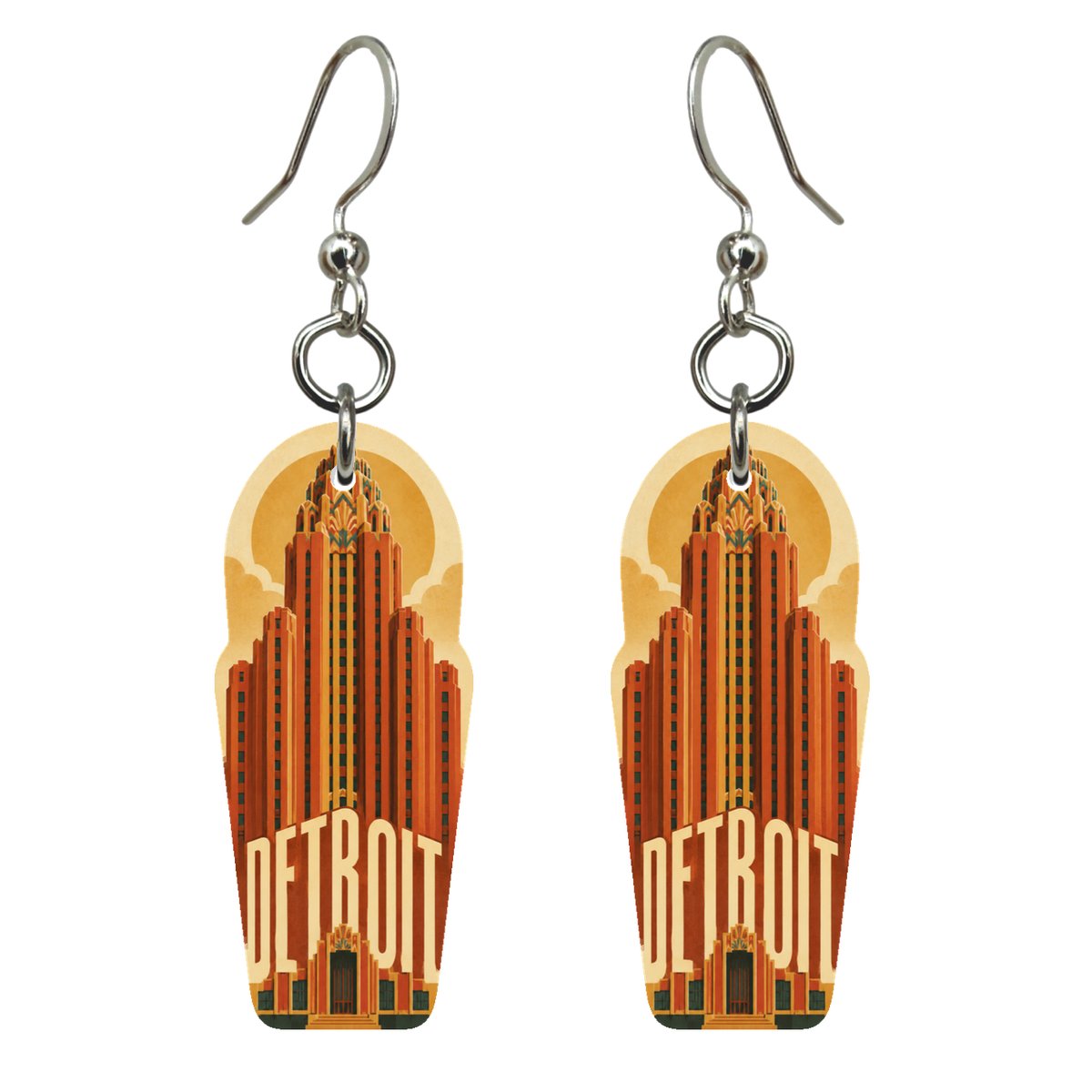 She's Choosing Detroit Earrings | Typographic Illustration | S1053