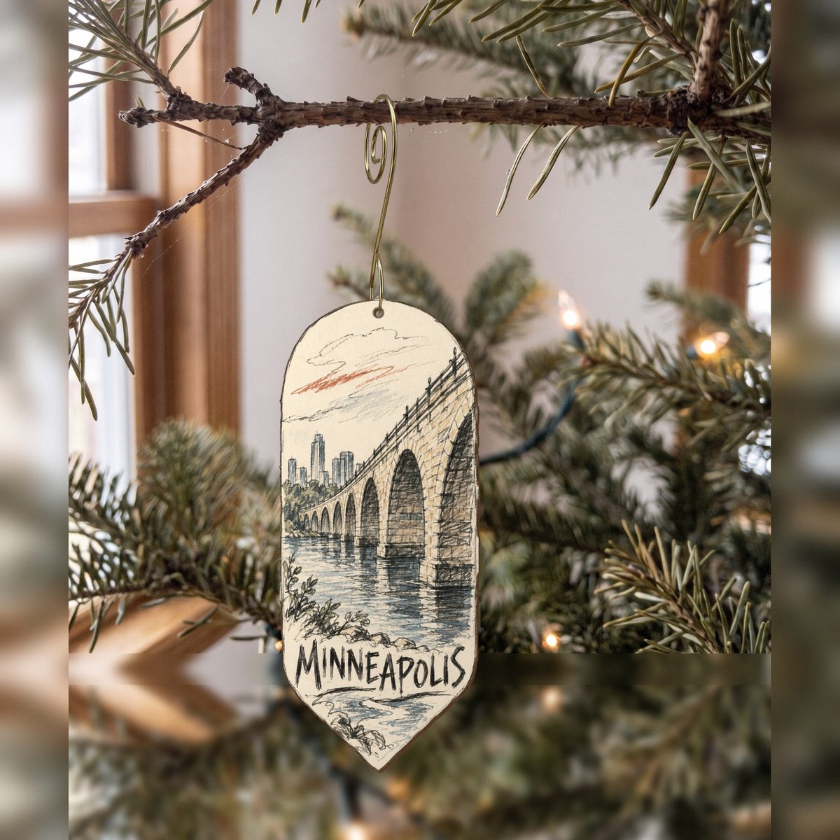 She's Choosing Minneapolis Ornament | Loose Contour Sketch | S1057-O
