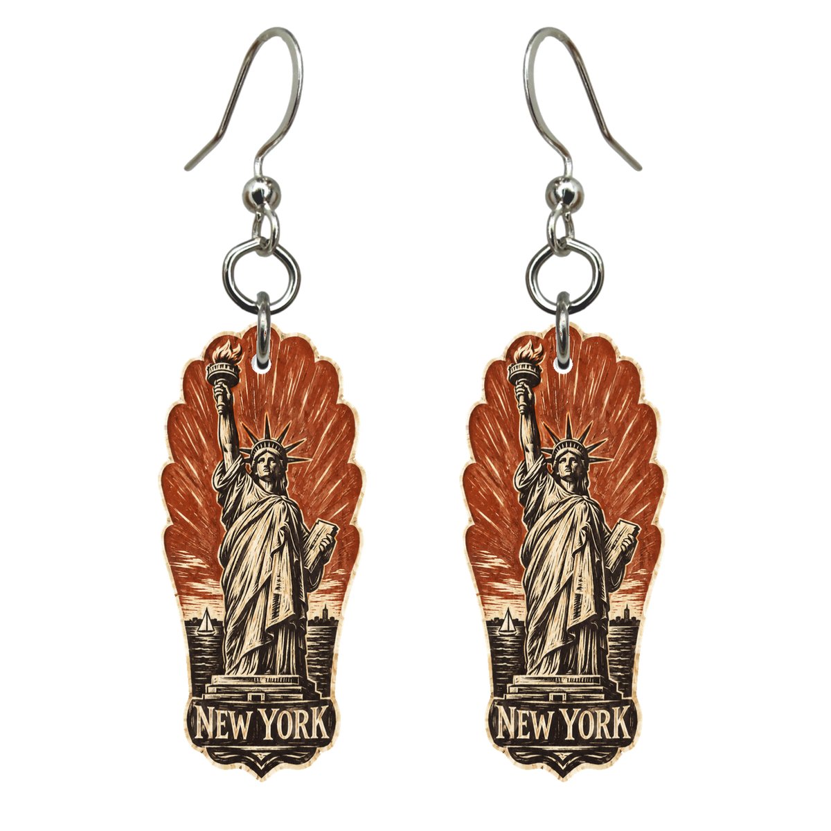 She's Choosing New York Earrings | Woodcut | S105
