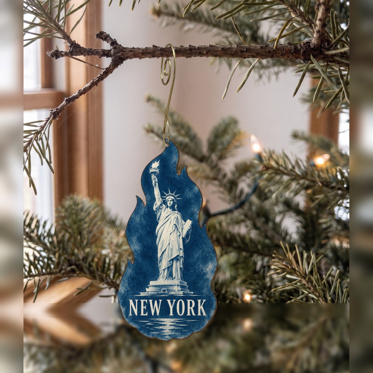 She's Choosing New York Ornament | Cyanotype-Inspired | S106-O