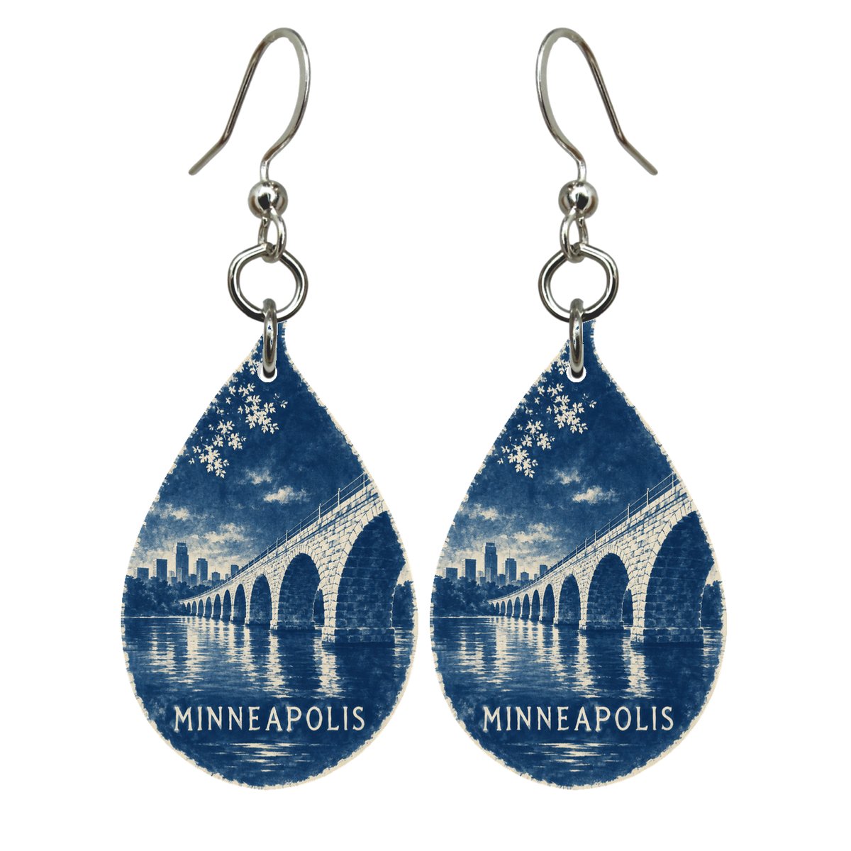She's Choosing Minneapolis Earrings | Cyanotype-Inspired | S1061