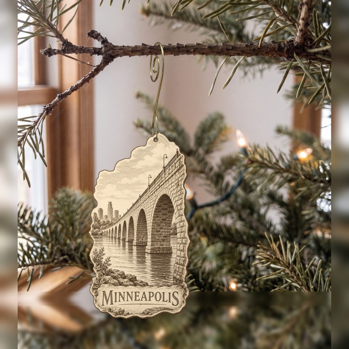 She's Choosing Minneapolis Ornament | Etching-Inspired Linework | S1062-O