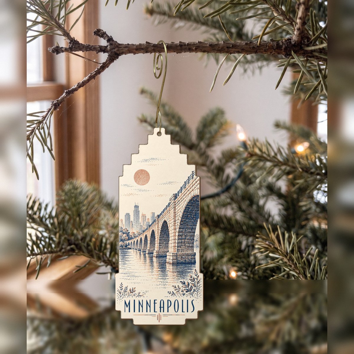 She's Choosing Minneapolis Ornament | Sparse Pointillism | S1063-O