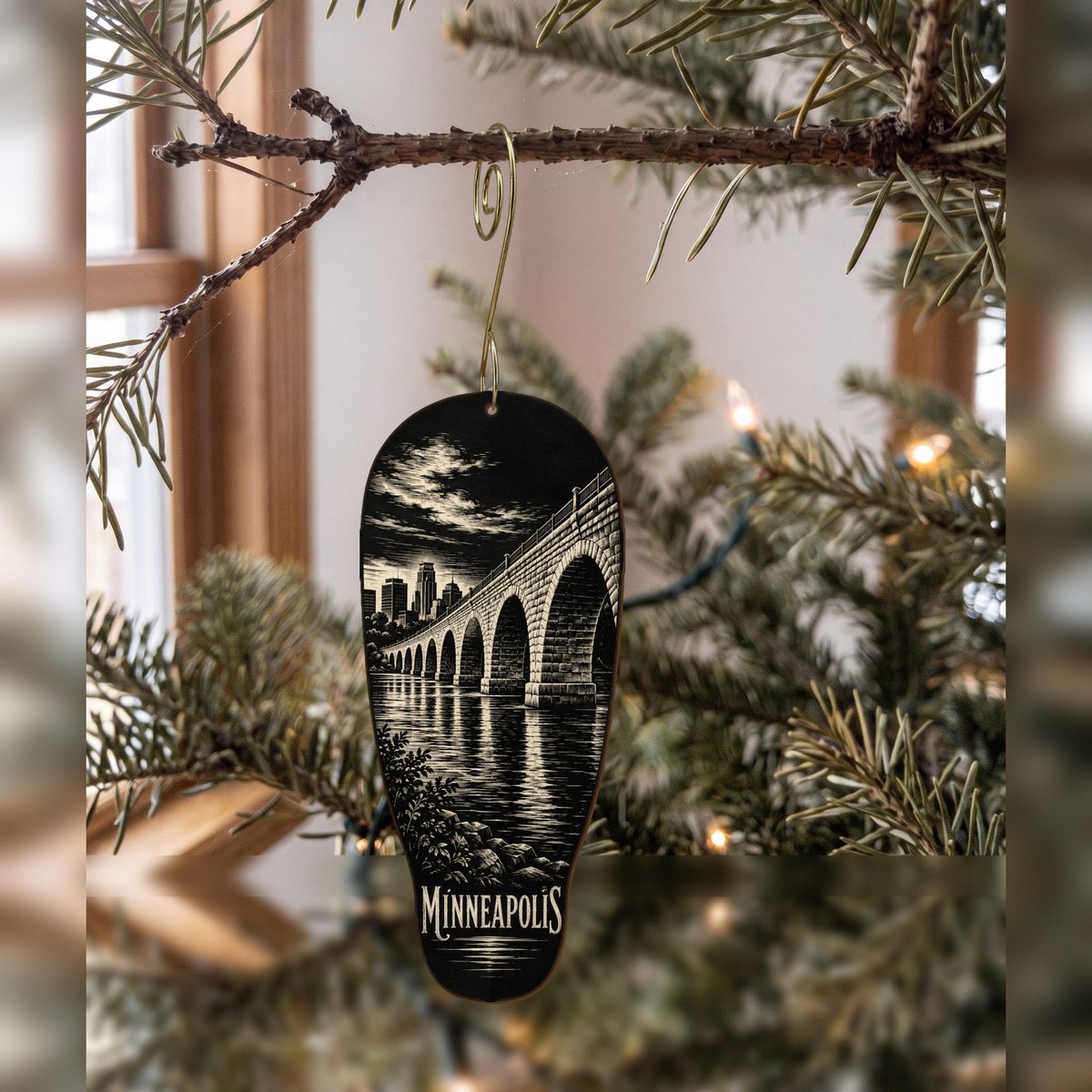 She's Choosing Minneapolis Ornament | Scratchboard | S1064-O