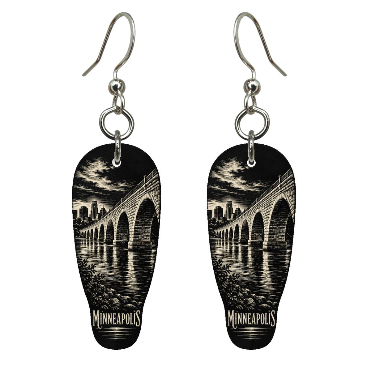 She's Choosing Minneapolis Earrings | Scratchboard | S1064