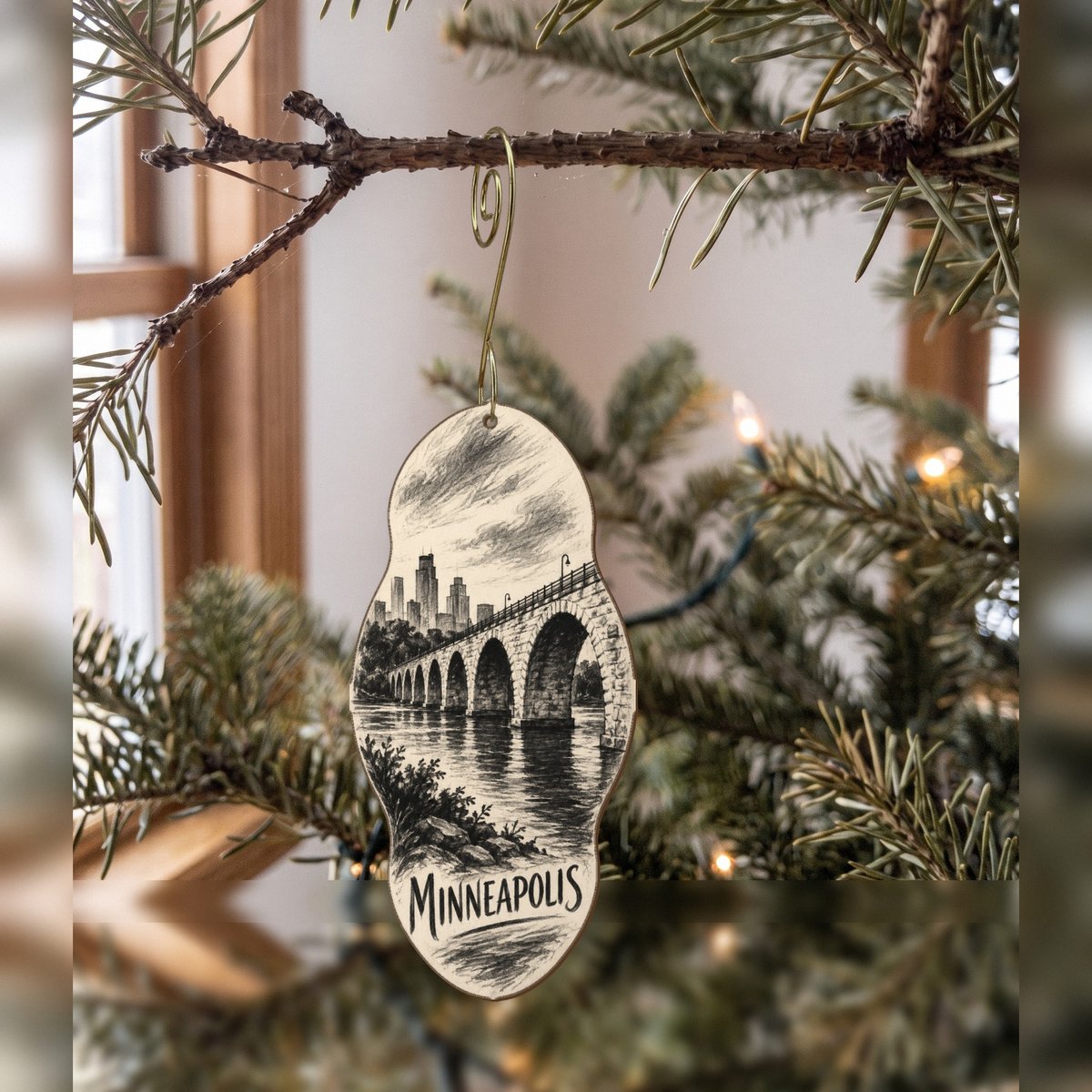 She's Choosing Minneapolis Ornament | Charcoal Gesture | S1065-O