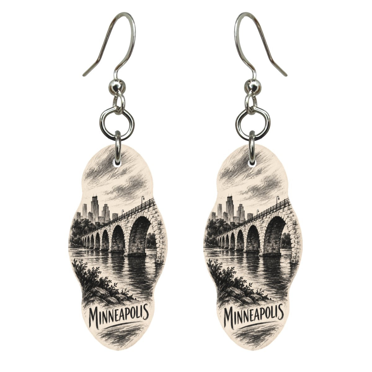 She's Choosing Minneapolis Earrings | Charcoal Gesture | S1065