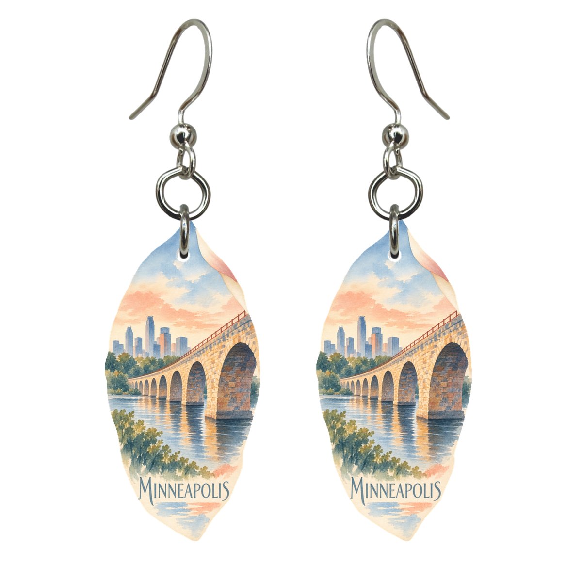 She's Choosing Minneapolis Earrings | Restrained Watercolor | S1066
