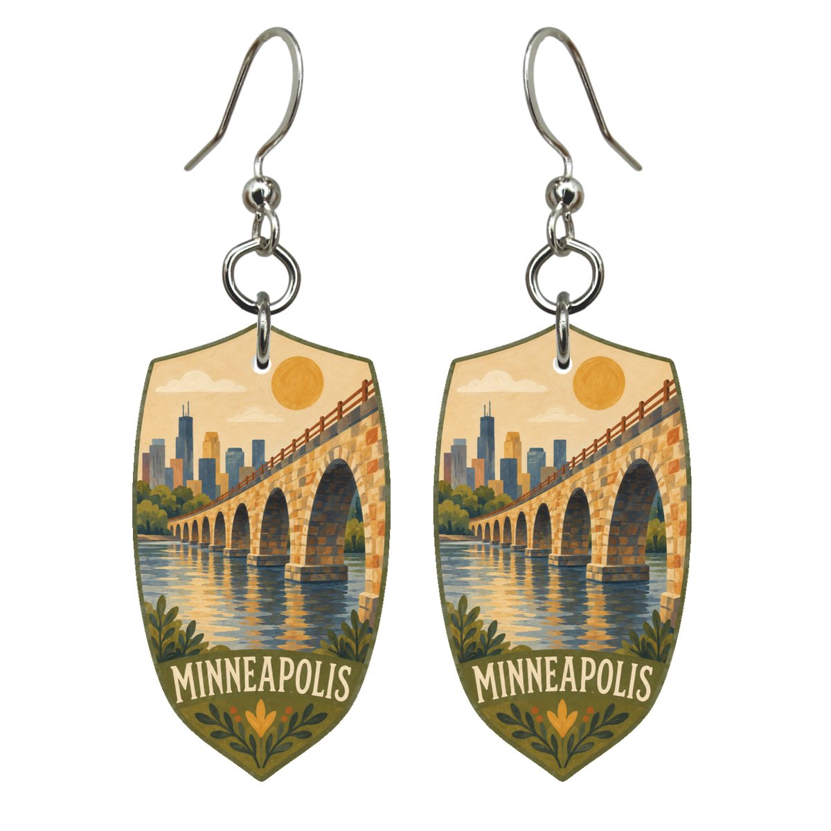 She's Choosing Minneapolis Earrings | Naive Folk Painting | S1068