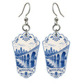 She's Choosing Minneapolis Earrings | Blue-And-White Ceramic Illustration | S1069