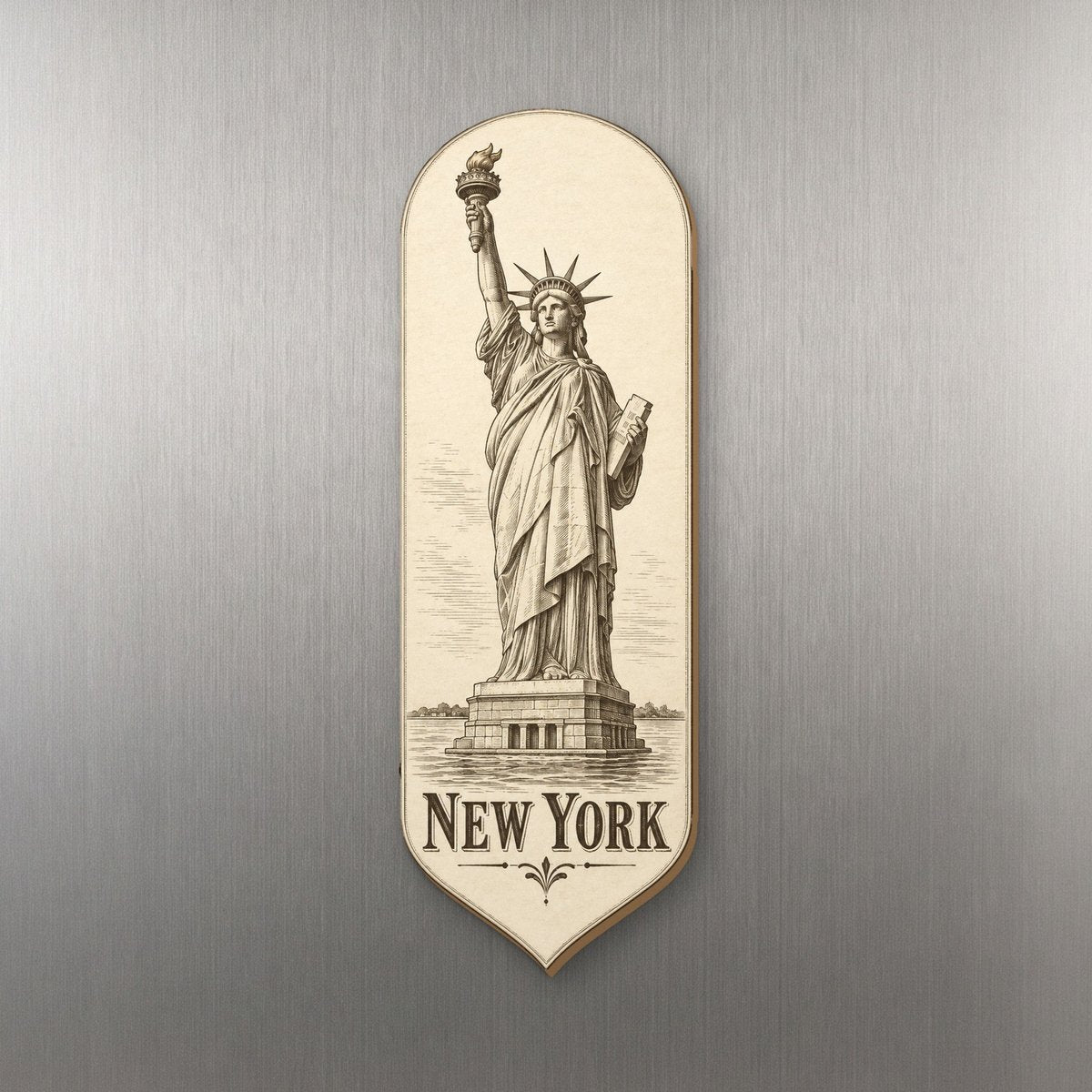 She's Choosing New York Magnet | Etching-Inspired Linework | S107-M