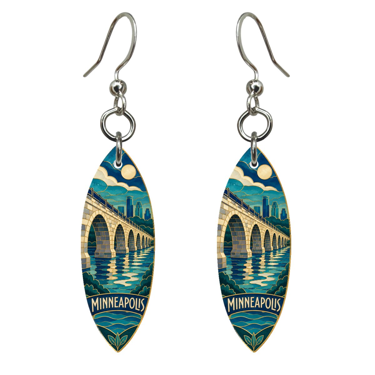 She's Choosing Minneapolis Earrings | Cloisonné-Inspired Graphic | S1070