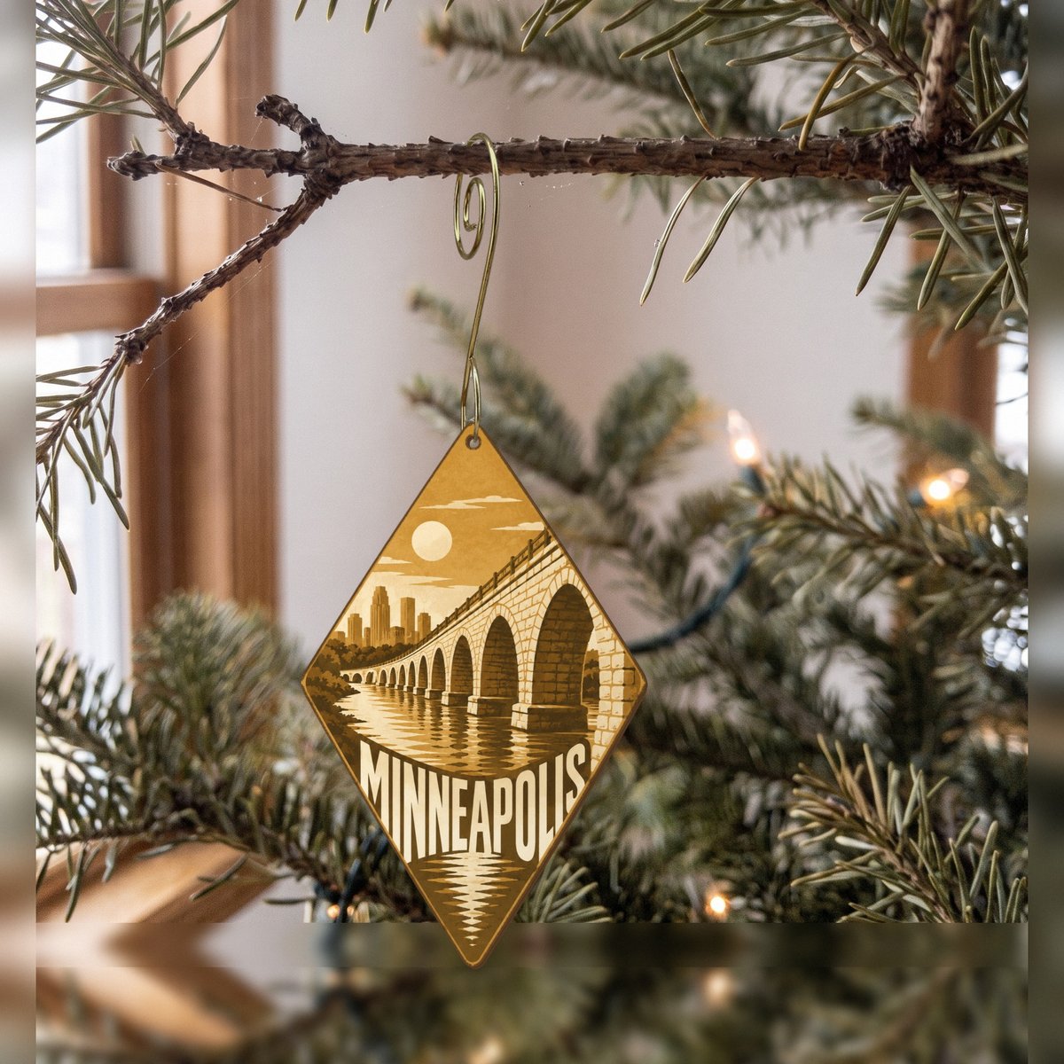 She's Choosing Minneapolis Ornament | Typographic Illustration | S1071-O