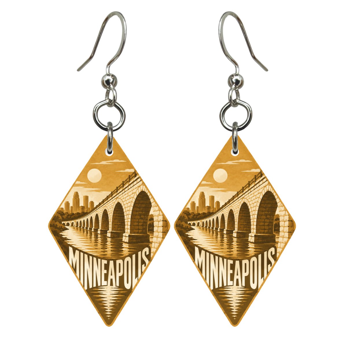 She's Choosing Minneapolis Earrings | Typographic Illustration | S1071