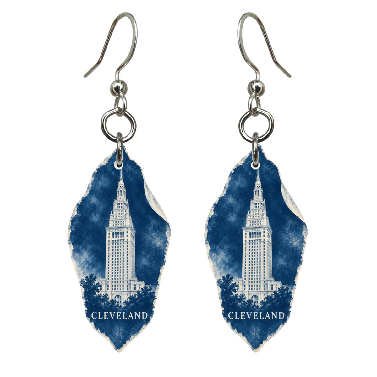 She's Choosing Cleveland Earrings | Cyanotype-Inspired | S1079