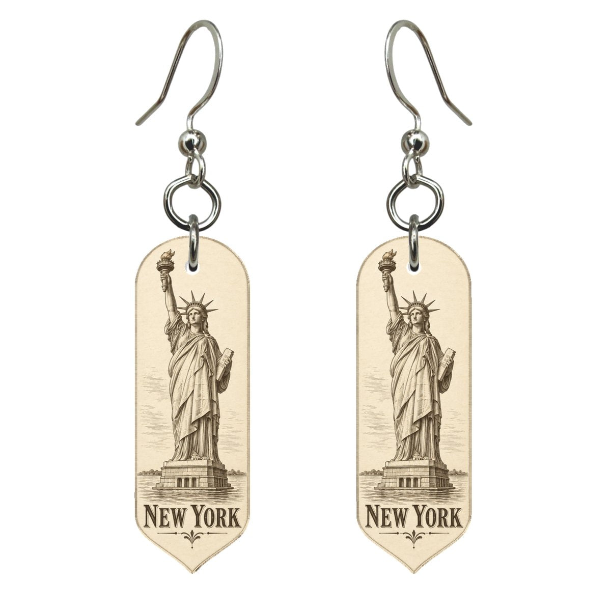 She's Choosing New York Earrings | Etching-Inspired Linework | S107