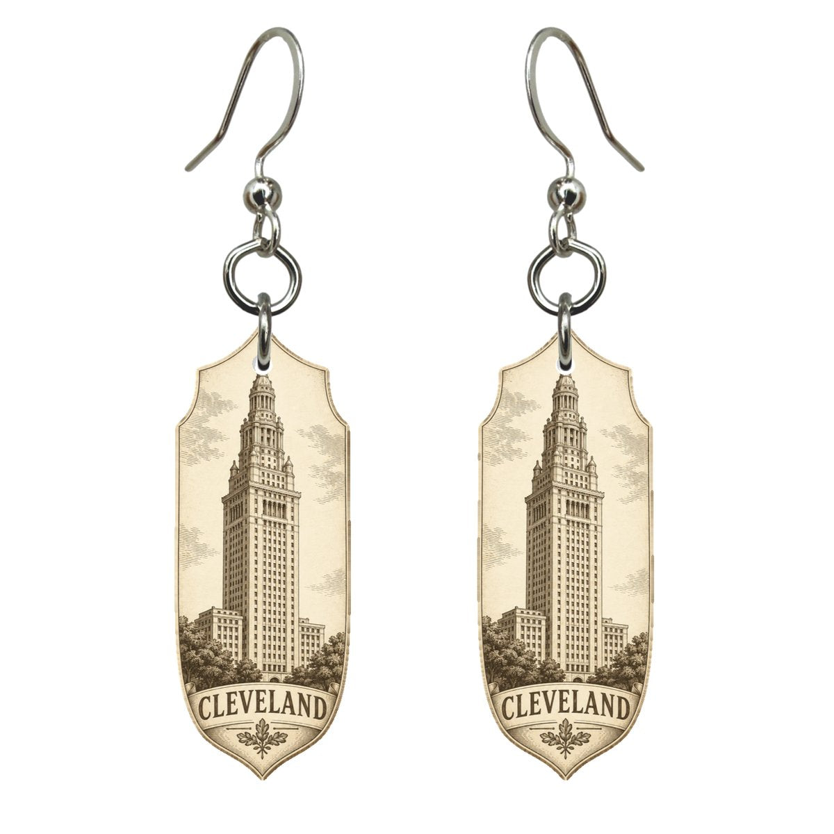 She's Choosing Cleveland Earrings | Etching-Inspired Linework | S1080