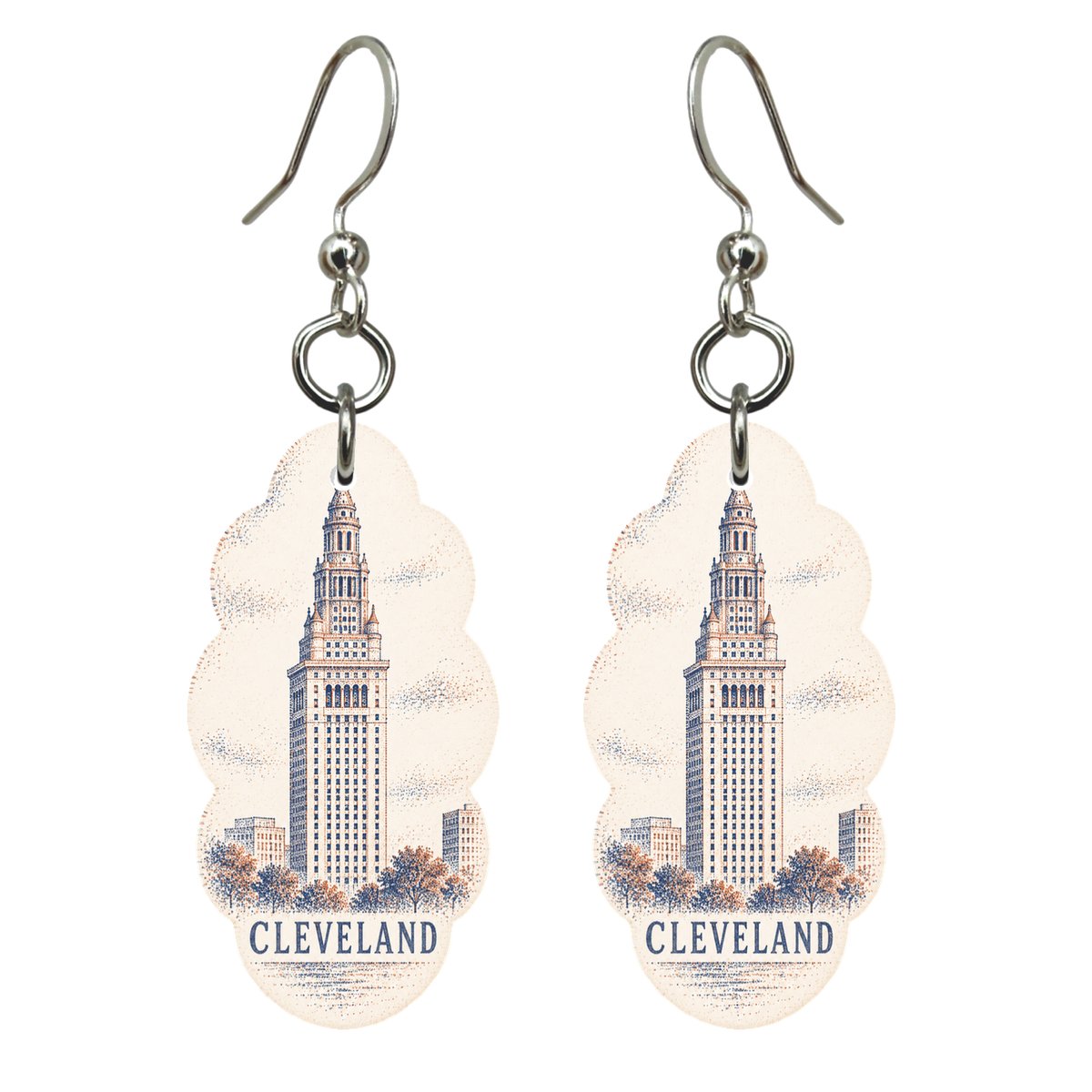 She's Choosing Cleveland Earrings | Sparse Pointillism | S1081