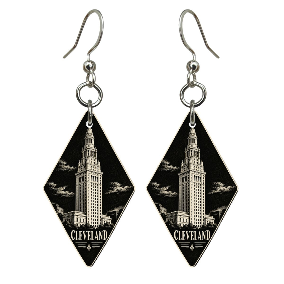 She's Choosing Cleveland Earrings | Scratchboard | S1082