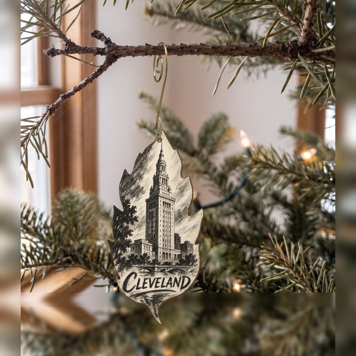 She's Choosing Cleveland Ornament | Charcoal Gesture | S1083-O